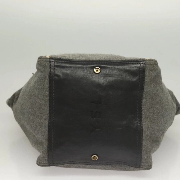 SAINT LAURENT Downtown Tote Bag Wool Leather Gray 175884 Auth 130161 - Picture 7 of 16